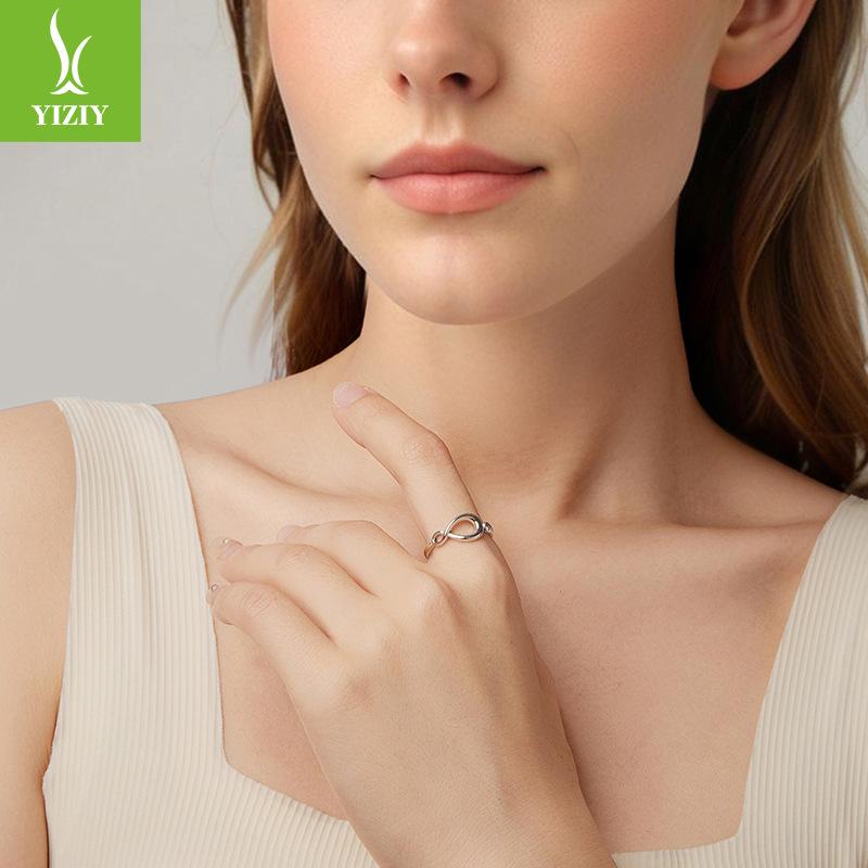 Minimalist Plain Silver Eternal Symbol Metallic Open Ring S925 Sterling Silver Line Ring