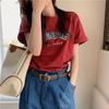 2025 Summer Vintage Letter Print Women's T-Shirts Harajuku Round Neck Loose Casual Y2K Harajuku Tops Graphic Tees Women Clothing