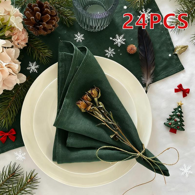 A set of 6/12/24 40x40cm Christmas Party Napkins Suitable for Kitchen Dining Wedding Decoration and Holiday Decorations