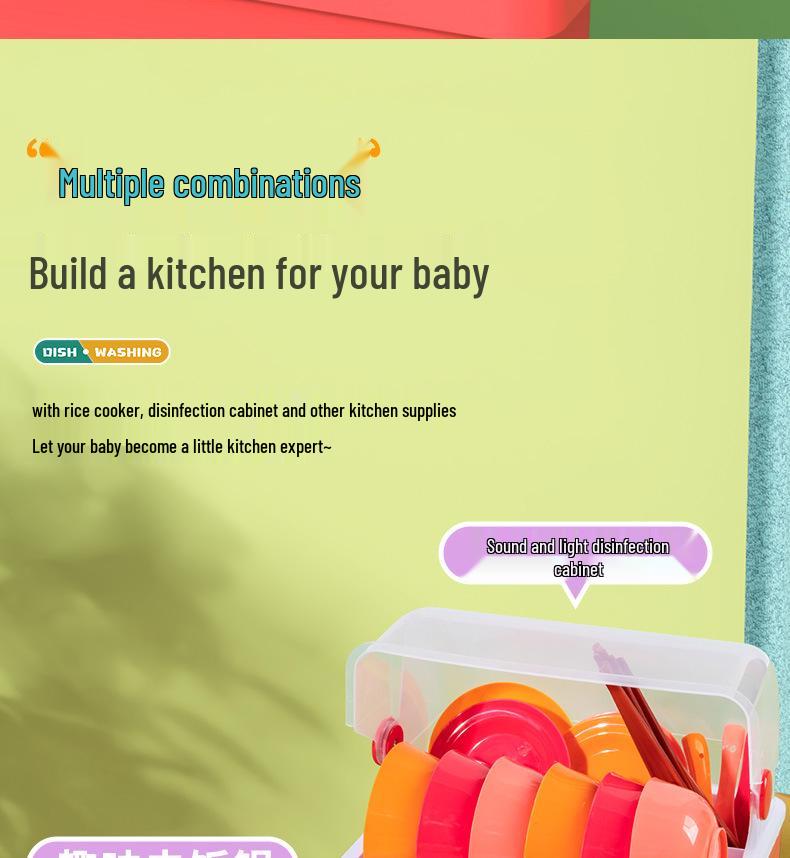 Мини-кухонный игровой набор для девочек: Игрушки для мытья посуды, стола, раковины и фруктов для детей 2-3 лет