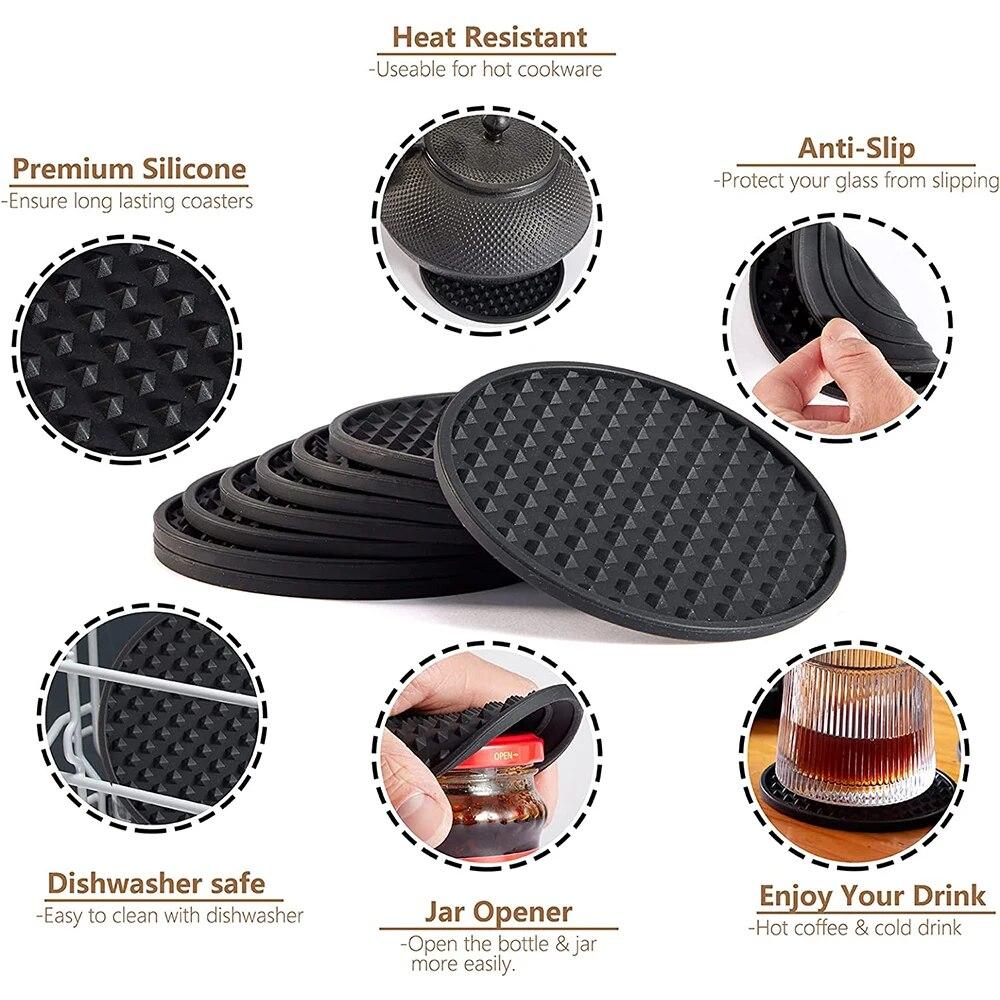 6 шт. силиконовые подставки для напитков с держателем термостойкие чашки коврик для сушки посуды защита стола нескользящие подставки для напитков