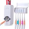 Automatic Toothpaste Dispenser - TOOTHPASTEDISPENSER-R - Red - 5 Toothbrush Holders - Wall-mounted - PP