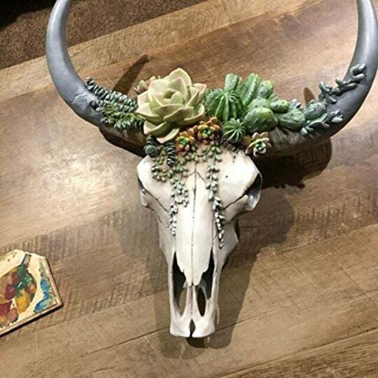 Настенное украшение Красивый декоративный смоляной суккулент/цветок Череп коровы Подвеска для комнаты