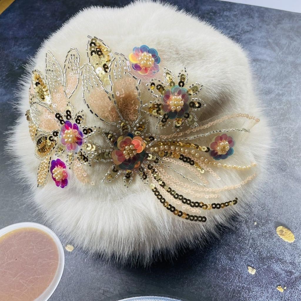 New Plush Hat Fashionable Foreign Style Warm Ethnic Style Winter Imitation Fox Cold Ear Protection Thickened Embroidered Hat