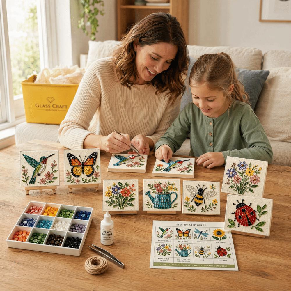 Glass Tiles Mosaic Kit DIY Beginner Friendly Glass Mosaic Kit Garden Animals Arts For Beginner
