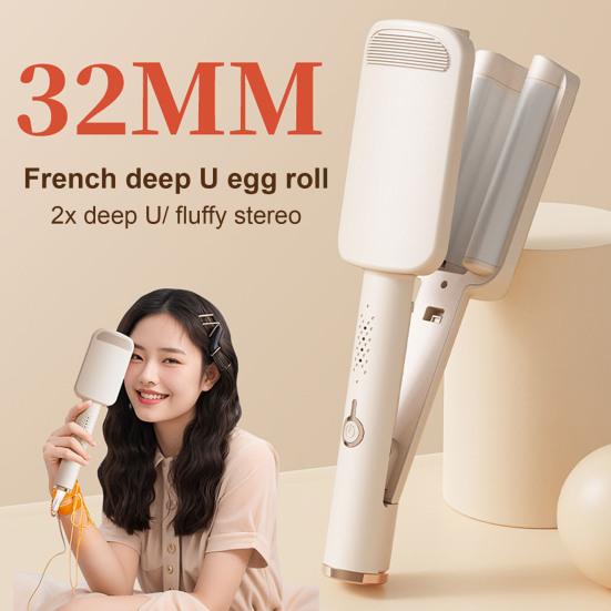 32MM V Shape Curling Iron Ceramic Big French Waves Hair Crimper Styling