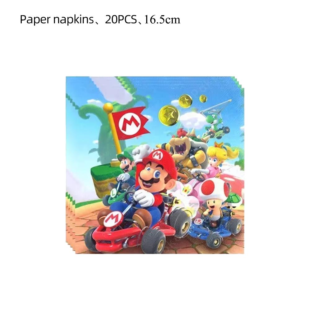 Super Mario Birthday Party SuppliesSet-Theme Inclusive Balloons Cake Topper BannerTableware Paper Plates & Napkins for Christmas