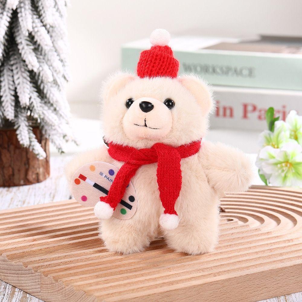 Keyring White Bear Plush Keychain Cartoon Animal Bear Plush Dolls Christmas Bear Plush Toy Kids