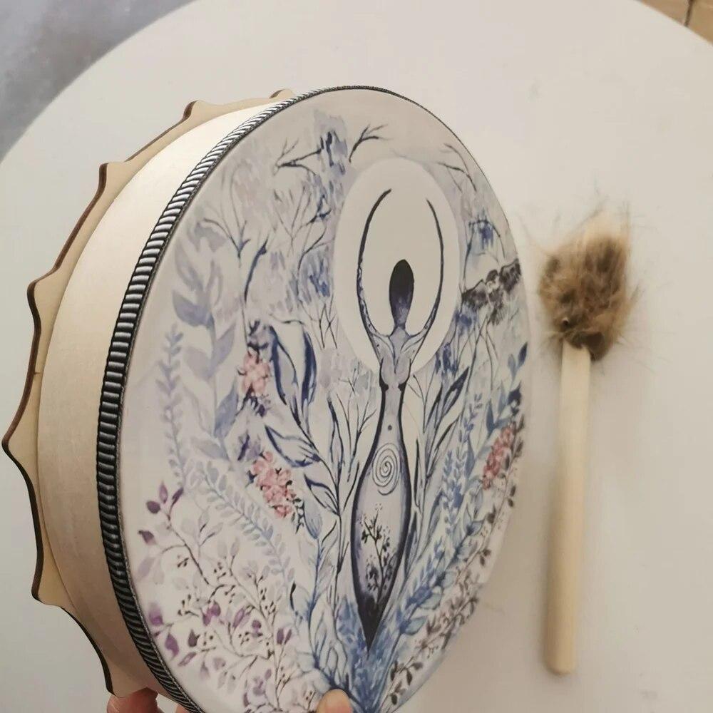 Шаманский барабан Древо жизни, рамка-барабан, украшение ручной работы, сибирский барабан, духовная музыка, пасхальные подарки, домашний декор с голенью