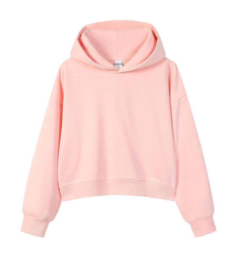 Silver Fox Velvet Women's 450g Heavyweight Hooded Sweatshirt - Short, Trendy Drop Shoulder Pullover for Autumn/Winter