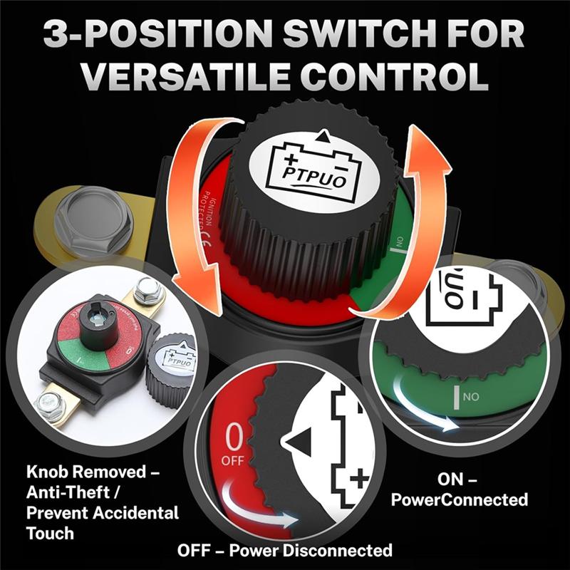 ABLZ-12V-48V Side Post Battery Disconnect Switch For Car For Truck For Rvs Marine And Camping Trailers Battery Cut Off Switch