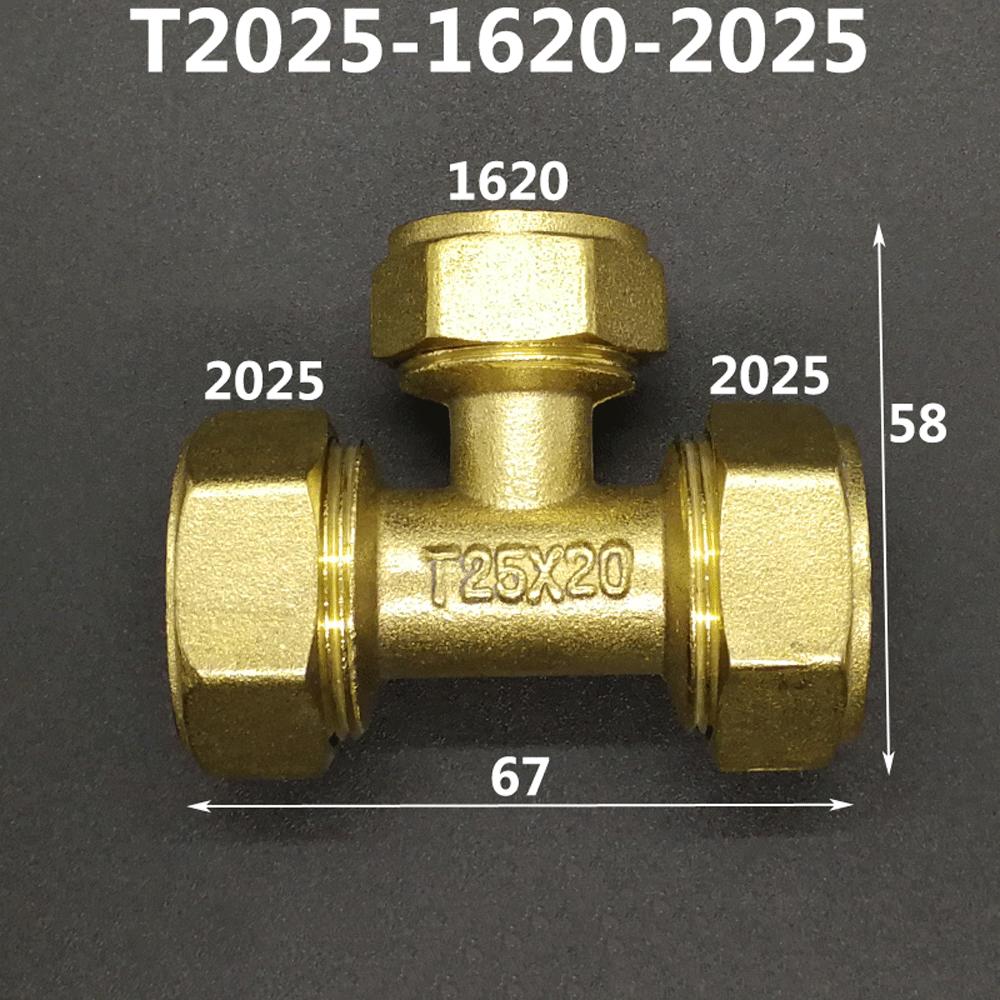 Латунный компрессионный тройник для труб Pex 1216/1418/1620/2026/2632 Равнопроходные и переходные фитинги для алюминиево-пластиковых труб для напольного отопления