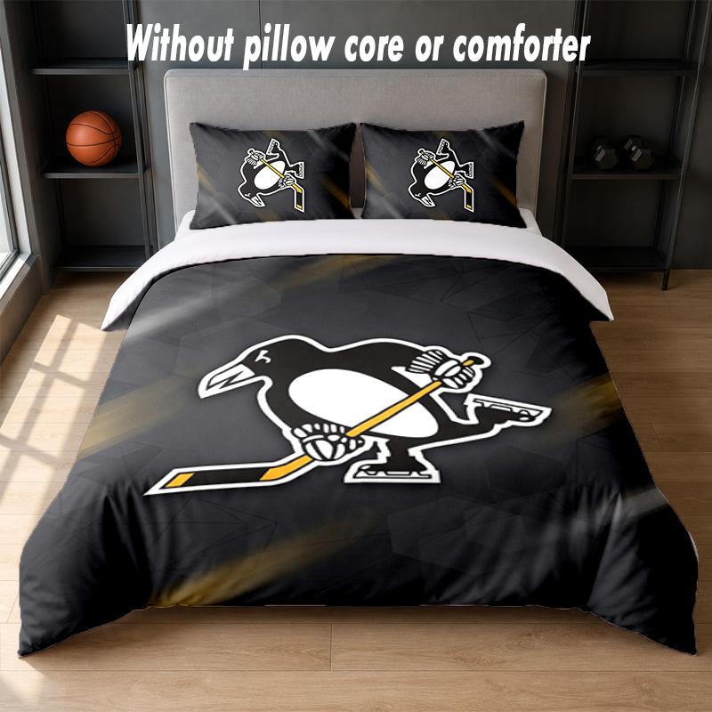Дизайн Pittsburgh Penguins Постельное белье Комплект 1 пододеяльник + 2 наволочки Мягкое дышащее домашнее постельное белье