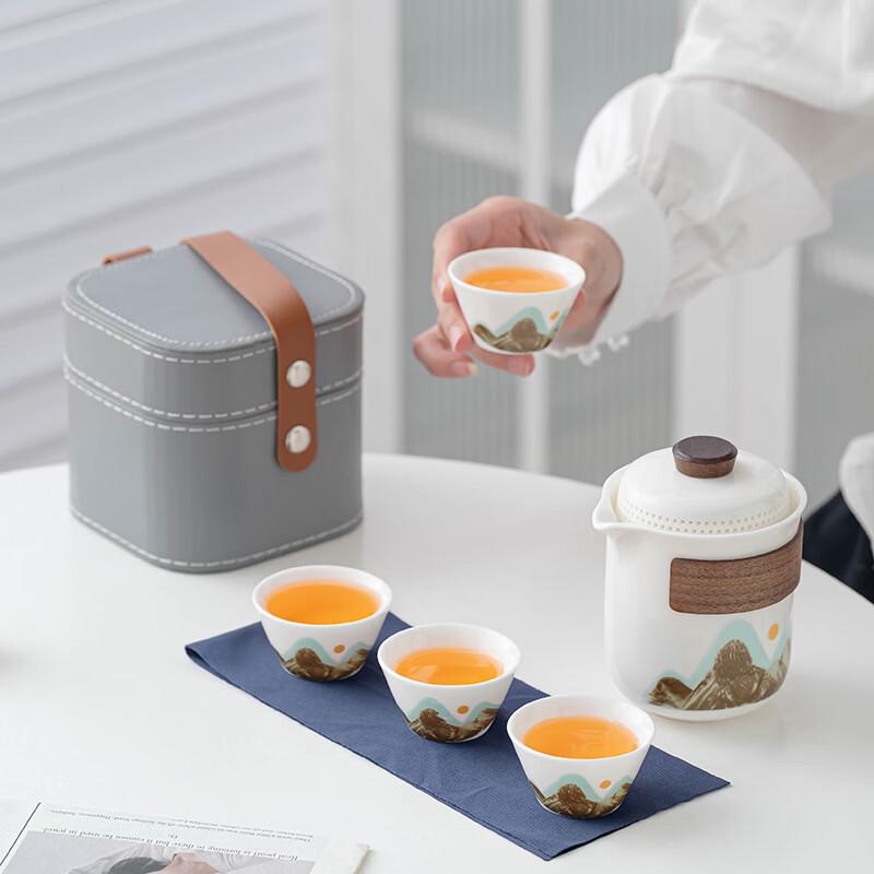 Chinese Ink Landscape Ceramic Travel Tea Set