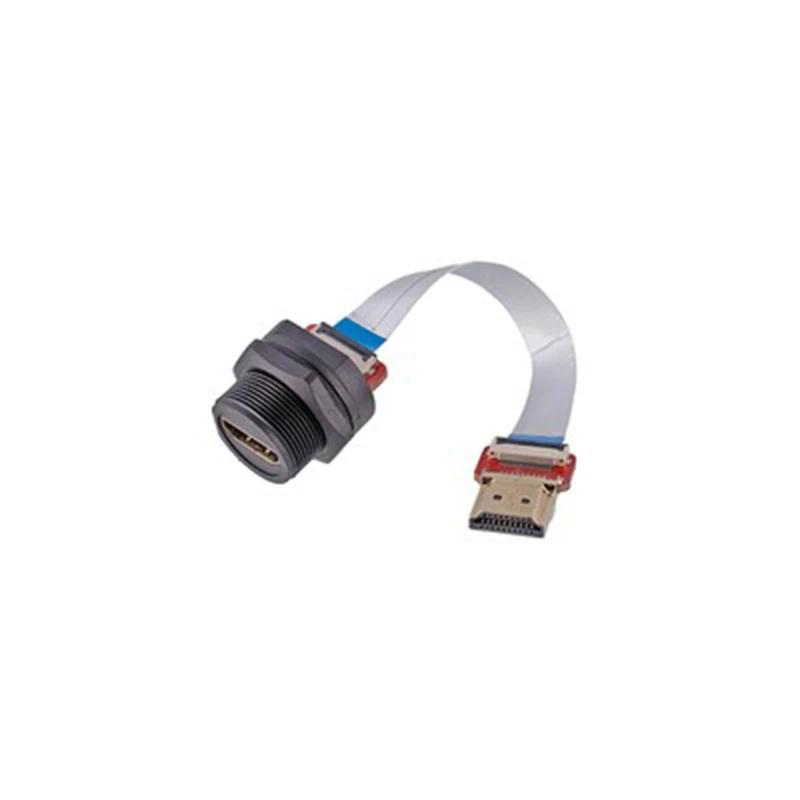 Industrial 0.3M 1M 2M Extension Cable Waterproof HDMI2.0 Connector HdmI-compatible Panel Socket 4K High-definition Data Adapter