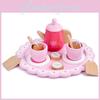 Teapot Pink Wooden Tea Cup Afternoon Tea Set Children Toy For Roleplaying