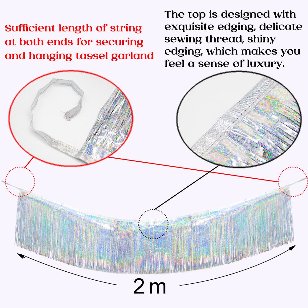 Premium Foil Fringe Tinsel Garland Creative 2M 4 Layers Foil Banner Birthday Party Wedding Decoration Christmas Home Wall Decor
