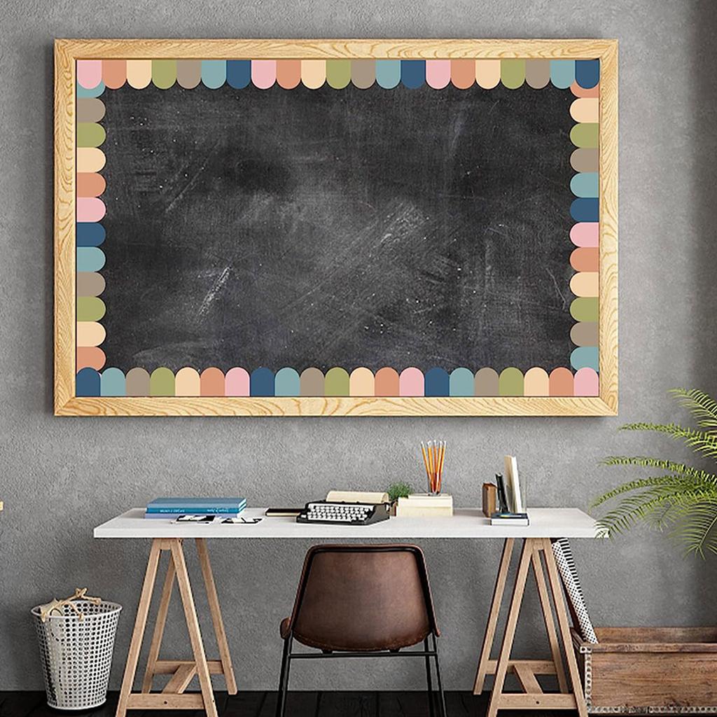 80Pcs Bulletin Board Border for Classroom Chalkboard Decoration Heart Border Trim Colorful Dot Border Trim Wall Decals