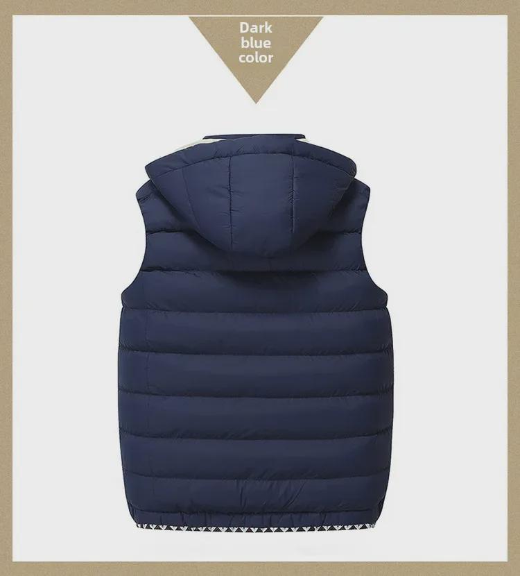 Мужской однотонный жилет из хлопка с капюшоном - модный молодежный кардиган