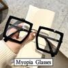Women Square Transparent Eyeglasses Fashion Myopia Glasses Retro Minus Diopter Eyeglasses Optical Spetacles Prescription Óculos