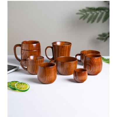 Кружка для воды из массива дерева, бытовая кружка, простая кружка для молока с ручкой, ретро кофейная чашка, чашка для завтрака, чашка для чая
