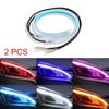 2pcs 30cm Car DRL Flexible Waterproof Headlight LED Strip Universal Auto Headlights RGB Turn Signal Yellow Brake Flow Lights