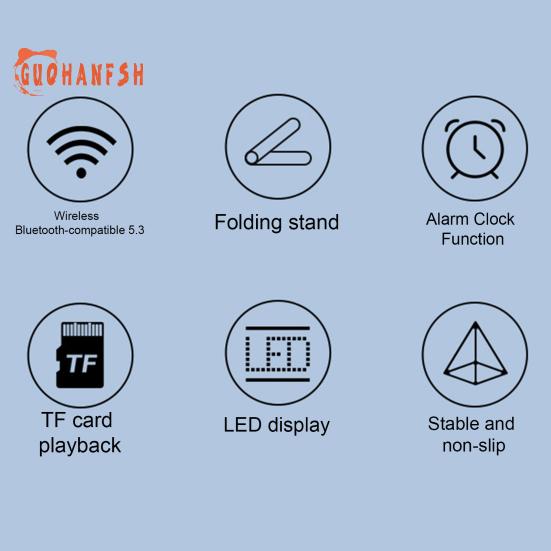 Динамик Bluetooth-совместимый с подставкой для телефона Светодиодный дисплей Будильник HD-совместимый звук Многофункциональный динамик
