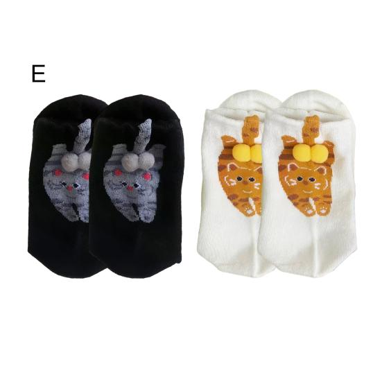 Cute Cat Socks with Balls for Women Novelty Animal Crew Socks Funny 3D Fuzzy Balls Cotton Sock for Cat Lovers