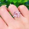 Big Oval Pink CZ Rings for Women Engagement Wedding Temperament Sweet Female Accessory Anniversary Gift Statement Jewelry