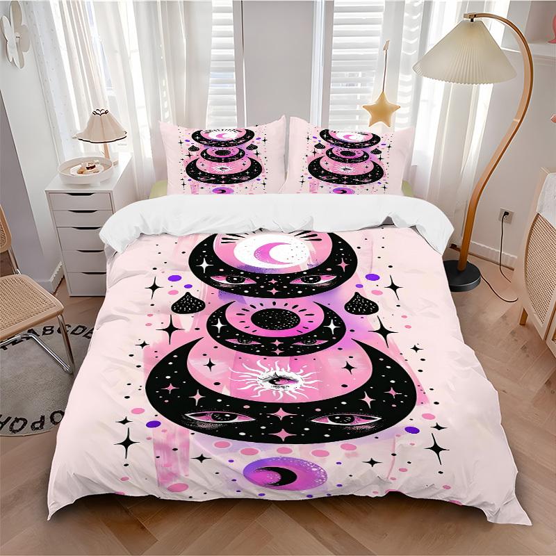 3pcs Moon Eyes Bedding Set, Includes Without Pillow Inserts, Soft Comfortable Bedding Set,All-Season Use a0924081