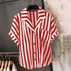 ZANZEA Женская повседневная летняя блузка в полоску с отложным воротником и коротким рукавом