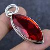 Natural Garnet Gemstone Handmade 925 Sterling Silver Jewelry Pendant 2.21" J1R36