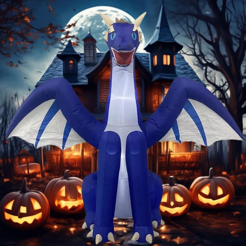 Inflatable Toy Blue Dragon Halloween Inflatable Model Luminous Inflatable Model Halloween Atmosphere Decoration Model