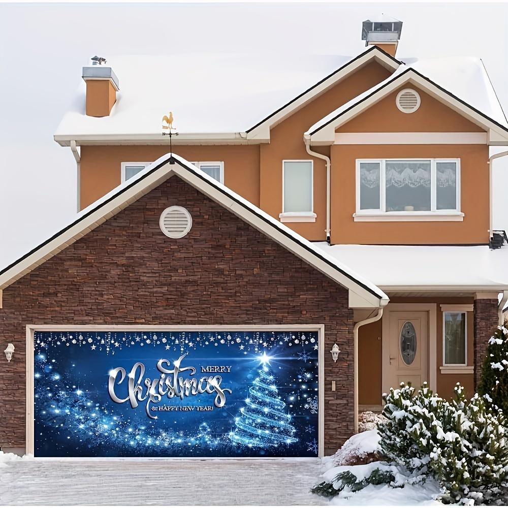 Christmas Decorated Banner Christmas Garage Door decorations large blue Christmas Garage Door cover banner background