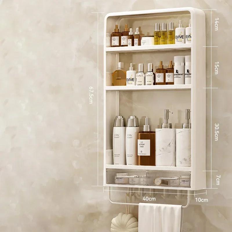 Стеллаж для хранения в ванной комнате, туалетный столик, неперфорированный настенный стеллаж для хранения средств по уходу за кожей, органайзер для ванной комнаты