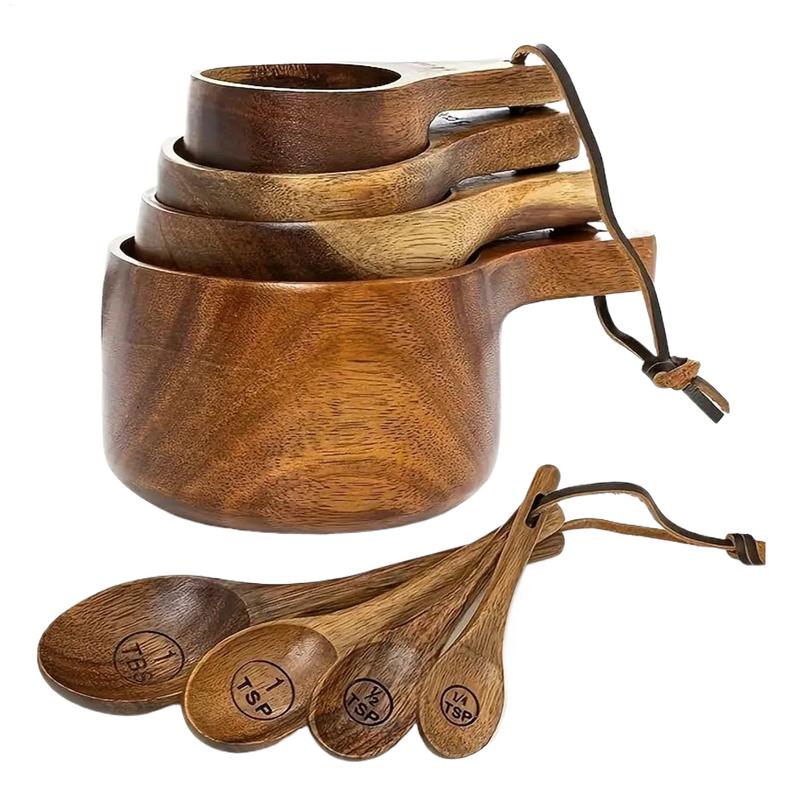 Многоцелевой деревянный мерный стакан и ложка, бытовой кухонный набор инструментов, деревянная ложка для кофе в стиле фермерского дома, инструменты для выпечки