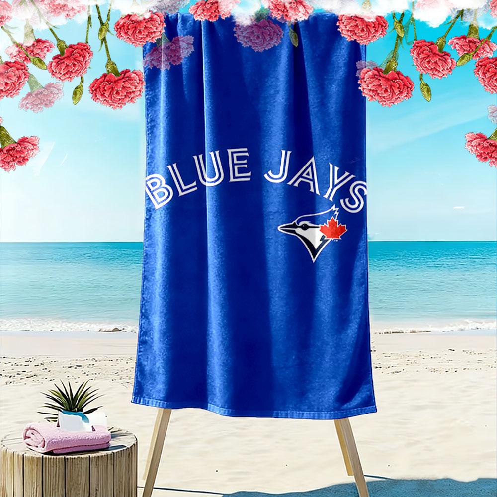 Blue Jays Logo with Maple Leaf Design Patterned beach towel quick dry perfect for travel outdoor sports jogging the beach and swimming
