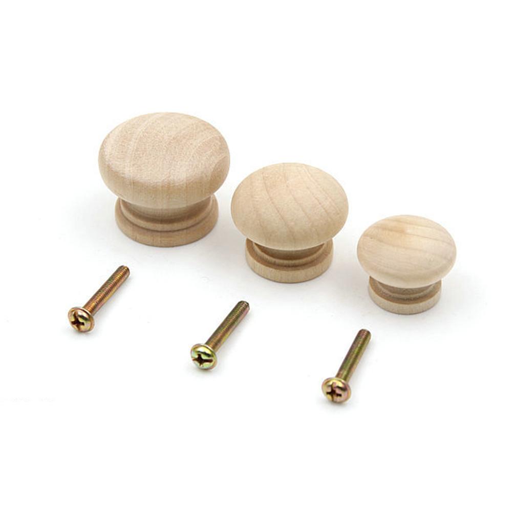 15Pcs Round Beech Wood Drawer Pull Knobs Chic Wooden Cabinet Handle Single Hole Cupboard Pull Knobs for Home Office