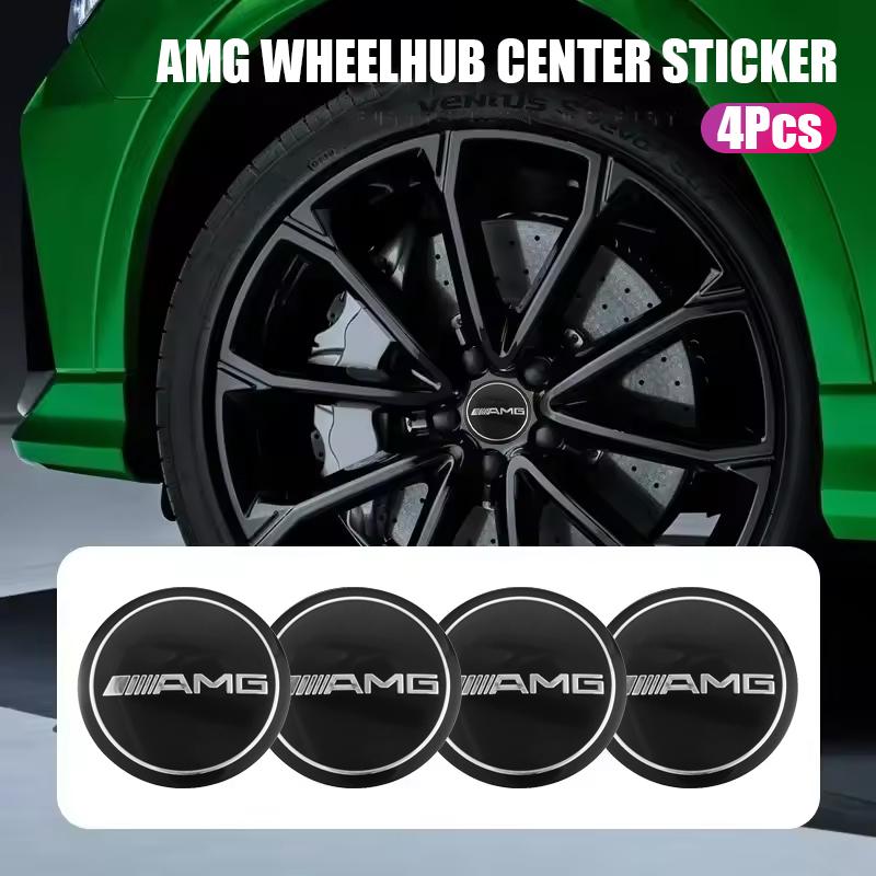TWEK4 4Pcs 3D 56mm AMG Car Emblem Center Hub Auto Rim Refit Dust-Proof Badge Covers Sticker For Mercedes Benz AMG W205 W204 W206 W213