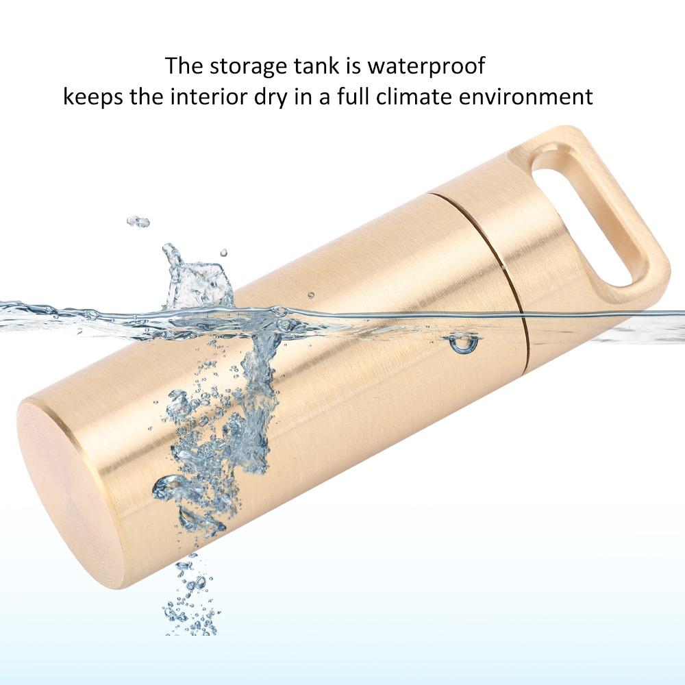 Brass Tablet Container Waterproof Pill Container Durable Capsule Box Holder Outdoor Travel
