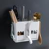 Adhesive Multi-Knife Holder (White) / Water-Draining Knife Block