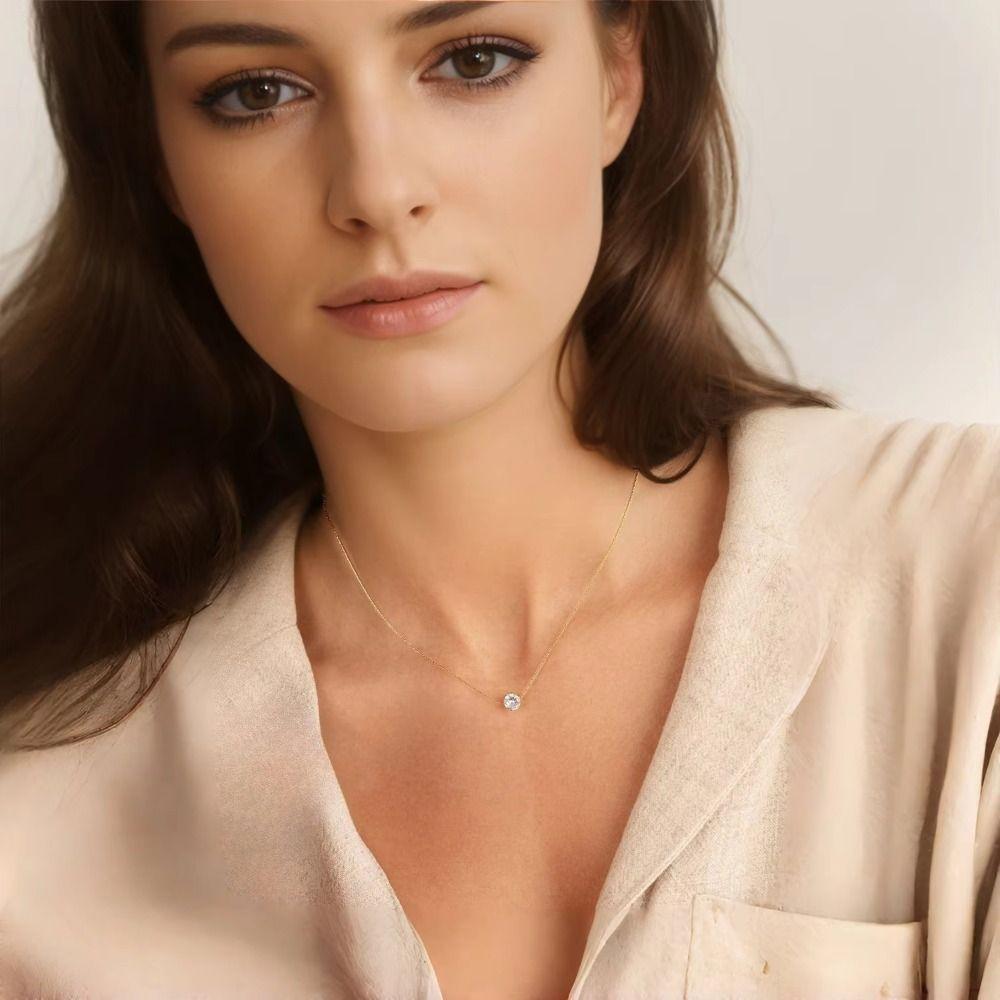 Titanium Steel Zirconia Necklace Waterproof Chain Necklace New Pendant Necklace  for Woman