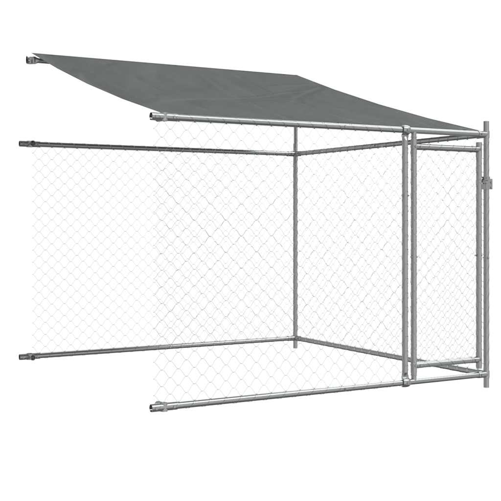 Vidaxl Klatka Dla Psa, Z Dachem I Drzwiami, Szara, 4X2X2 M, Stal