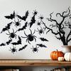 24 Pcs Halloween 3D Bat And Spider Stickers Spooky Black Spider Bat Wall