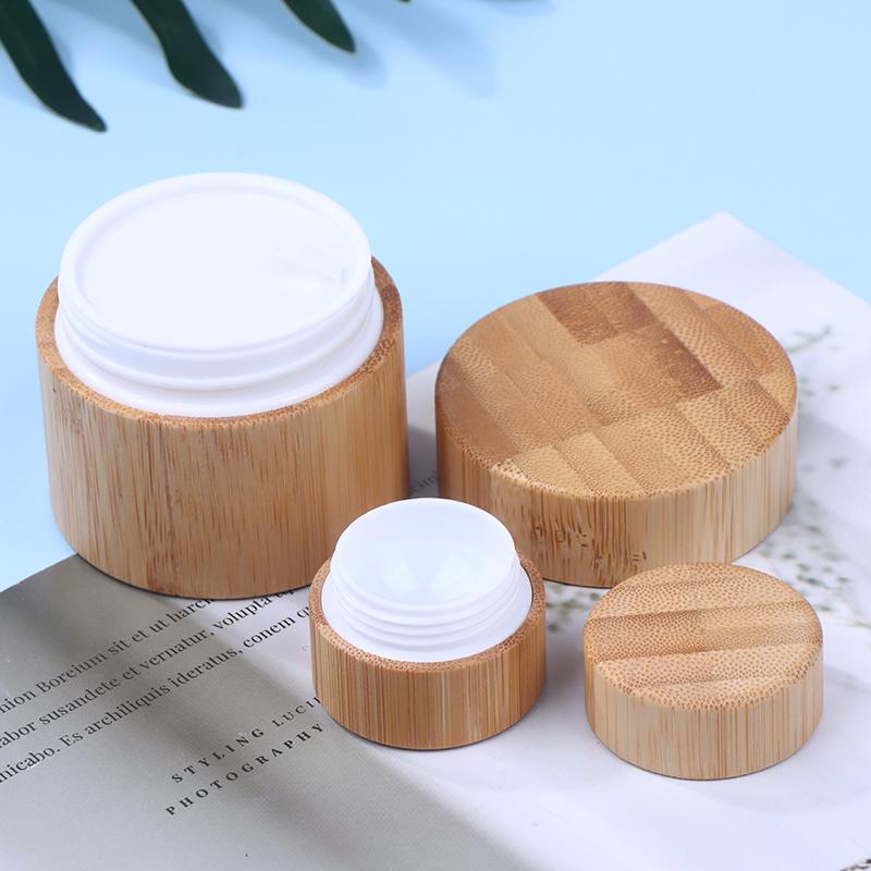 5–100g Natural Bamboo Cosmetic Containers, Refillable Jars for Creams, Nail Art, and Face Masks