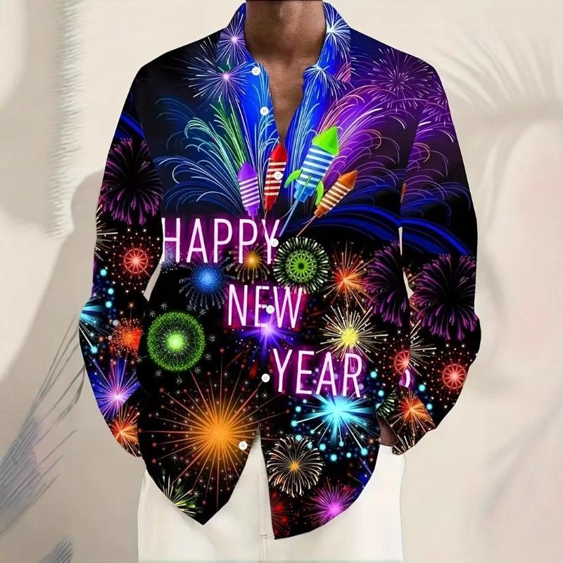 Men's Long Sleeve 3D Digital Print Christmas Shirts Casual Tops for Autumn and Winter