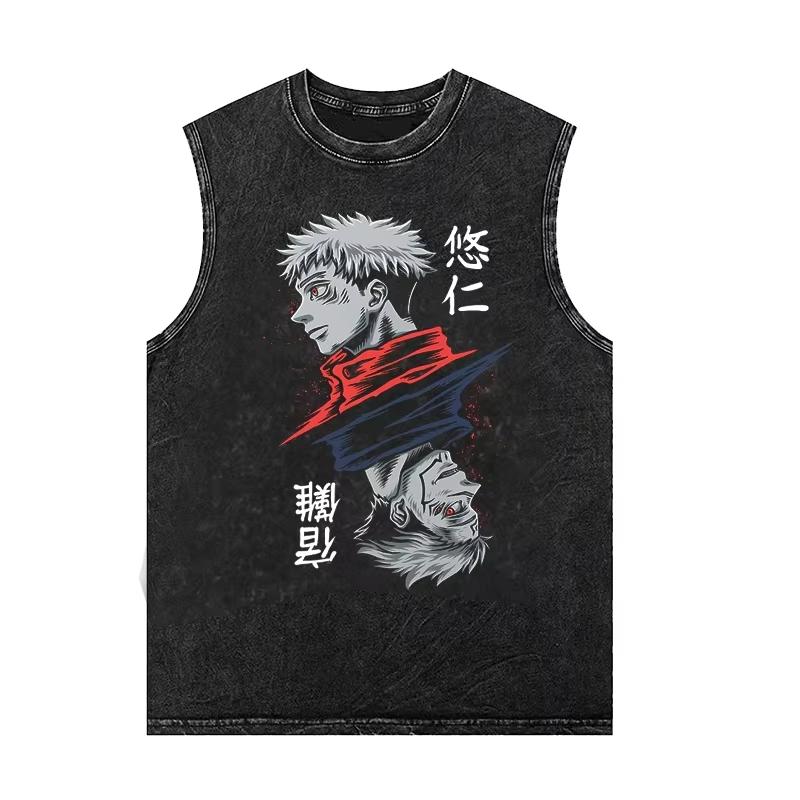Мужская майка для зала с принтом Годжо Сатору, винтажная майка без рукавов, женская повседневная футболка без рукавов, одежда Y2k, уличная одежда, аниме