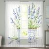 Цветочный горшок Фиолетовые цветы Акварель Тюль Шторы для гостиной Кухня Прозрачная вуаль Шторы Спальня Оконные панели