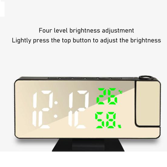 Светодиодный цифровой будильник с большим экраном, многоцелевой проектор в формате 12/24 часа, потолочные часы с дисплеем времени и температуры