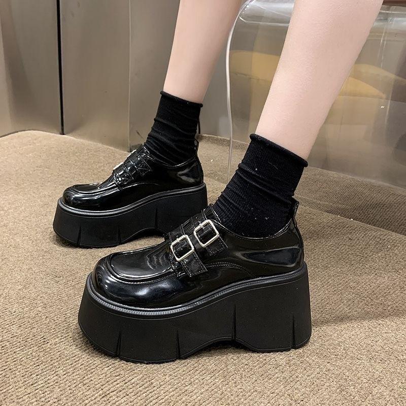 Мода 2024 года, осень, новые ретро женские туфли Мэри Джейн на толстой подошве и кожаные туфли в школьном стиле, женские туфли на высоком каблуке